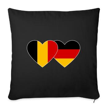 Belgique Allemagne Drapeau Coeur d’occasion - Housse de coussin décorative 45 x 45 cm - noir - Devant