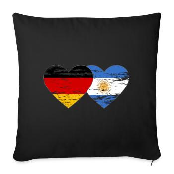 Germany Argentina Flag Heart Used - Sofa pillowcase 17,3'' x 17,3'' (45 x 45 cm) - black - Front