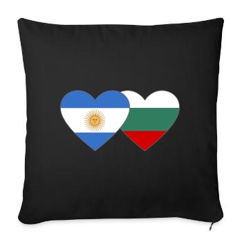 Argentine Bulgarie Drapeau Coeur - Housse de coussin décorative 45 x 45 cm - noir - Devant