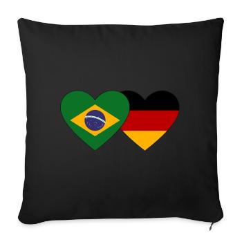 Brésil Allemagne Drapeau Coeur - Housse de coussin décorative 45 x 45 cm - noir - Devant