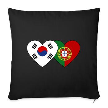 Corée du Sud Portugal Drapeau Coeur - Housse de coussin décorative 45 x 45 cm - noir - Devant