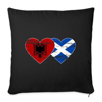 Albania Scotland flag heart used - Sofa pillowcase 17,3'' x 17,3'' (45 x 45 cm) - black - Front