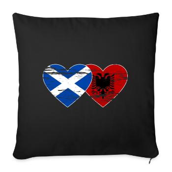 Ecosse Albanie drapeau coeur utilisé - Housse de coussin décorative 45 x 45 cm - noir - Devant