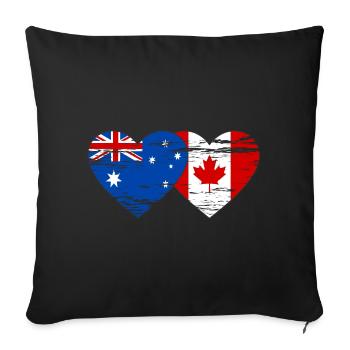 Australie Canada drapeau coeur utilisé - Housse de coussin décorative 45 x 45 cm - noir - Devant