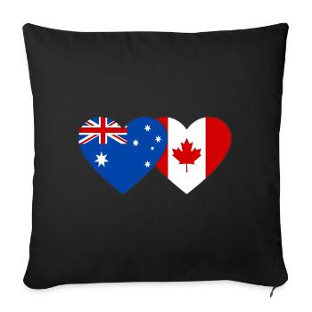 Australie Canada drapeau coeur - Housse de coussin décorative 45 x 45 cm - noir - Devant