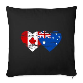 Canada Australie drapeau coeur utilisé - Housse de coussin décorative 45 x 45 cm - noir - Devant