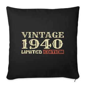 1940 Vintage :84e Anniversaire Cadeau Rétro Unique - Housse de coussin décorative 45 x 45 cm - noir - Devant