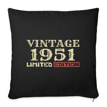 1951 Vintage :73e Anniversaire Cadeau Rétro Unique - Housse de coussin décorative 45 x 45 cm - noir - Devant