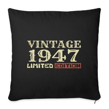 1947 Vintage :77e Anniversaire Cadeau Rétro Unique - Housse de coussin décorative 45 x 45 cm - noir - Devant