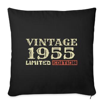 1955 Vintage: 69th Anniversary Unique Retro Gift - Sofa pillowcase 17,3'' x 17,3'' (45 x 45 cm) - black - Front