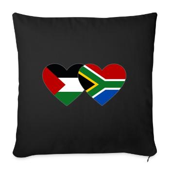 Palestine South Africa Flag Heart - Sofa pillowcase 17,3'' x 17,3'' (45 x 45 cm) - black - Front