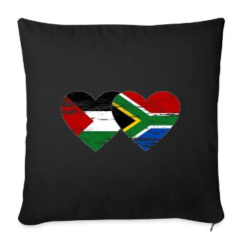 Palestine South Africa Flag Heart Used - Sofa pillowcase 17,3'' x 17,3'' (45 x 45 cm) - black - Front