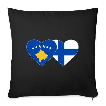 Kosovo Finland Flag Heart - Sofa pillowcase 17,3'' x 17,3'' (45 x 45 cm) - black - Front