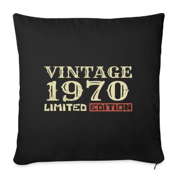 1970 Vintage: Einzigartiges Retro-Geschenk zum 54-jährigen Jubiläum - Sofakissenbezug 45 x 45 cm - Schwarz - Vorne