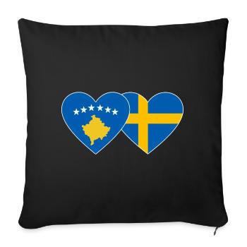 Drapeau du Kosovo Suède - Housse de coussin décorative 45 x 45 cm - noir - Devant