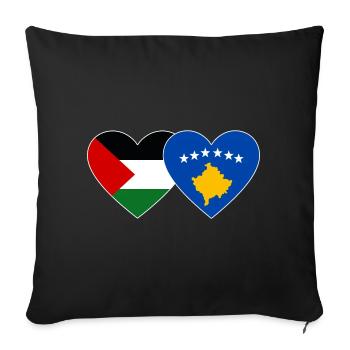 Palestine Kosovo Flag Heart - Sofa pillowcase 17,3'' x 17,3'' (45 x 45 cm) - black - Front