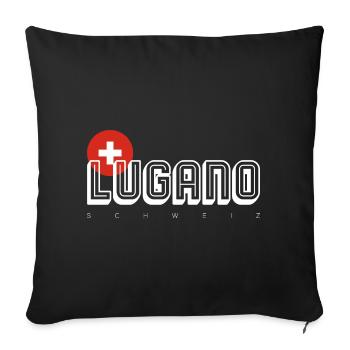 Lugano Swiss Cross Outline Logo - Sofa pillowcase 17,3'' x 17,3'' (45 x 45 cm) - black - Front