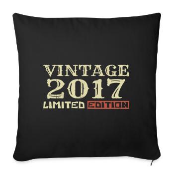 2017 Vintage: 7th Anniversary Unique Retro Gift - Sofa pillowcase 17,3'' x 17,3'' (45 x 45 cm) - black - Front