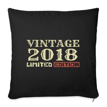 2018 Vintage :6e Anniversaire Cadeau Rétro Unique - Housse de coussin décorative 45 x 45 cm - noir - Devant