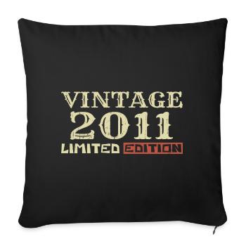 2011 Vintage :13e Anniversaire Cadeau Rétro Unique - Housse de coussin décorative 45 x 45 cm - noir - Devant