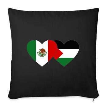 Mexico Palestine Flag Heart - Sofa pillowcase 17,3'' x 17,3'' (45 x 45 cm) - black - Front