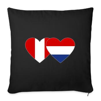 Pérou Hollande drapeau coeur - Housse de coussin décorative 45 x 45 cm - noir - Devant