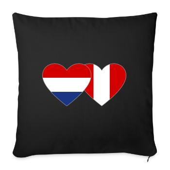 Hollande Pérou drapeau coeur - Housse de coussin décorative 45 x 45 cm - noir - Devant