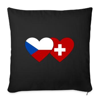 République tchèque Suisse drapeau coeur - Housse de coussin décorative 45 x 45 cm - noir - Devant