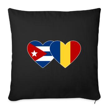 Cuba Romania Flag Heart - Sofa pillowcase 17,3'' x 17,3'' (45 x 45 cm) - black - Front