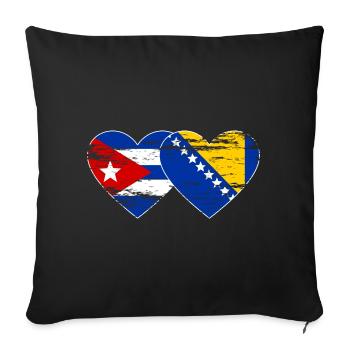 Cuba Bosnia flag heart used - Sofa pillowcase 17,3'' x 17,3'' (45 x 45 cm) - black - Front
