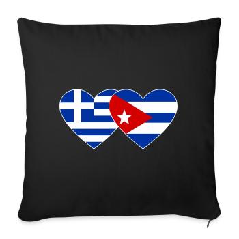 Grèce Cuba Drapeau Coeur - Housse de coussin décorative 45 x 45 cm - noir - Devant