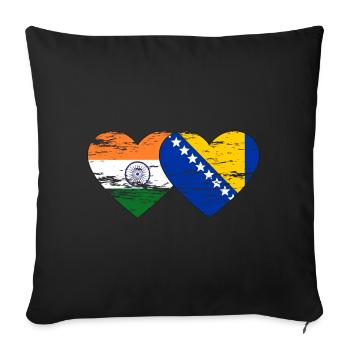 Indien Bosnien Flagge Herz used - Sofakissenbezug 45 x 45 cm - Schwarz - Vorne