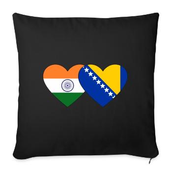 Inde Bosnie drapeau coeur - Housse de coussin décorative 45 x 45 cm - noir - Devant