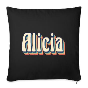 Vintage Retro Alicia T-Shirt T-Shirt Gift Idea - Sofa pillowcase 17,3'' x 17,3'' (45 x 45 cm) - black - Front