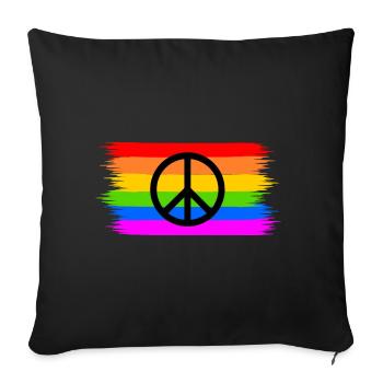Peace peace sign on rainbow flag rainbow - Sofa pillowcase 17,3'' x 17,3'' (45 x 45 cm) - black - Front