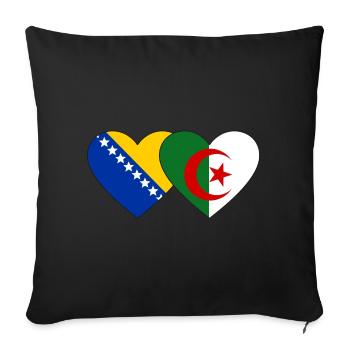Bosnie Algérie Drapeau Coeur - Housse de coussin décorative 45 x 45 cm - noir - Devant