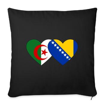 Algérie Bosnie Drapeau Coeur - Housse de coussin décorative 45 x 45 cm - noir - Devant