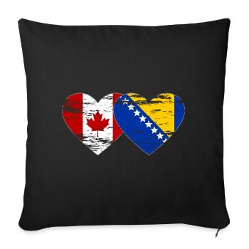 Canada Bosnie drapeau coeur utilisé - Housse de coussin décorative 45 x 45 cm - noir - Devant