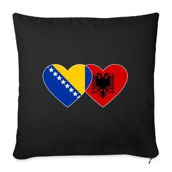 Bosnie Albanie Drapeau Coeur - Housse de coussin décorative 45 x 45 cm - noir - Devant