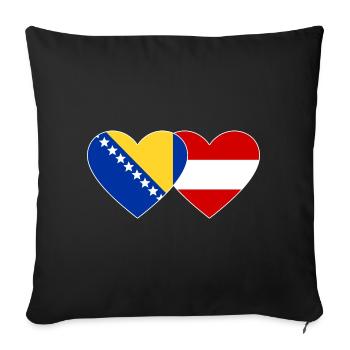 Bosnia Austria Flag Heart - Sofa pillowcase 17,3'' x 17,3'' (45 x 45 cm) - black - Front