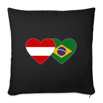 Austria Brazil Flag Heart - Sofa pillowcase 17,3'' x 17,3'' (45 x 45 cm) - black - Front