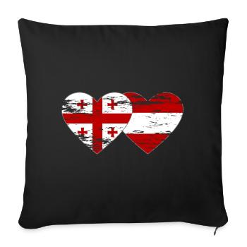 Georgia Austria Flag Heart Used - Sofa pillowcase 17,3'' x 17,3'' (45 x 45 cm) - black - Front