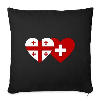 Géorgie Suisse Drapeau Coeur - Housse de coussin décorative 45 x 45 cm - noir - Devant