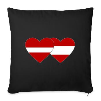 Latvia Austria Flag Heart - Sofa pillowcase 17,3'' x 17,3'' (45 x 45 cm) - black - Front