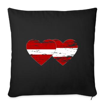 Latvia Austria Flag Heart Used - Sofa pillowcase 17,3'' x 17,3'' (45 x 45 cm) - black - Front