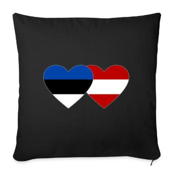 Estonia Austria Flag Heart - Sofa pillowcase 17,3'' x 17,3'' (45 x 45 cm) - black - Front