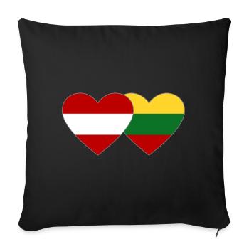 Austria Lithuania Flag Heart - Sofa pillowcase 17,3'' x 17,3'' (45 x 45 cm) - black - Front