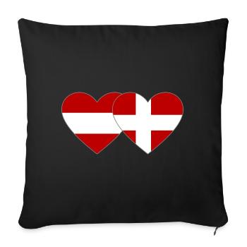 Austria Denmark Flag Heart - Sofa pillowcase 17,3'' x 17,3'' (45 x 45 cm) - black - Front