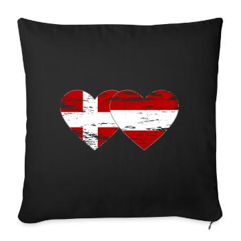 Denmark Austria Flag Heart Used - Sofa pillowcase 17,3'' x 17,3'' (45 x 45 cm) - black - Front