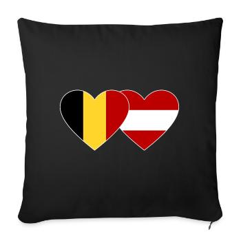 Belgium Austria Flag Heart - Sofa pillowcase 17,3'' x 17,3'' (45 x 45 cm) - black - Front